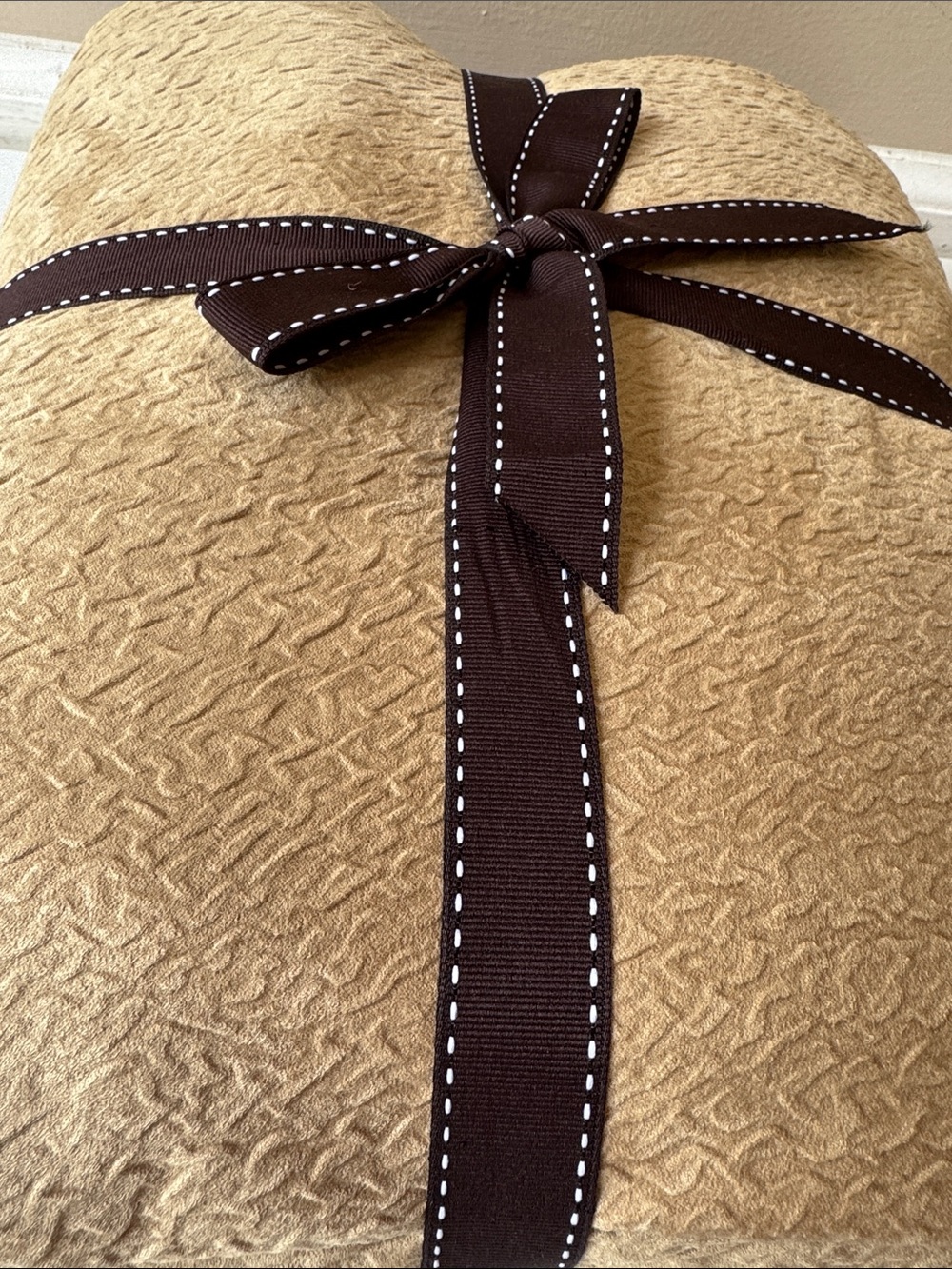 King / Cal King Cream/Tan Soft Embossed Plush Velvety Duvet Cover - Picture 3 of 4